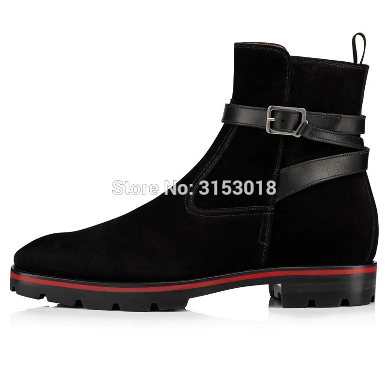 Qianruiti Suede Men Boots Fashion Ankle Style Man Boots Design autumn winter Low-heeled with platform hot sale