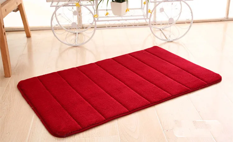 Полезные 40*60 см коврики для ванной коврик в горизонтальную полоску для ванной комнаты впитывающие Нескользящие коврики для ванной комнаты - Цвет: Wine Red