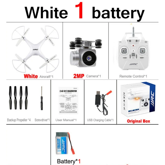H68-White-1B Jjrc H68 Радиоуправляемый Дрон Квадрокоптер Дроны с камерой Hd 720p Wifi Fpv Квадрокоптер удерживающий высоту Безголовый режим Дрон 20 минут время полета - Цвет: H68-White-1B