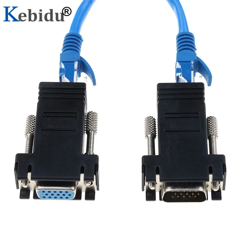 Удлинитель Kebidu RJ45 VGA переходник со штекера на разъем Cat6 Cat5e Ethernet гнездо для