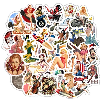 

50pcs Europe and America Retro girl pin up girl Sticker Decoration Stationery Sticker DIY Ablum Diary Scrapbooking Label Sticker