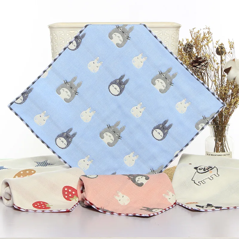  Pure Cotton 6 Six-layer Gauze Kerchief Large Kerchief Handkerchief Cartoon Jacquard gua jin Hand To