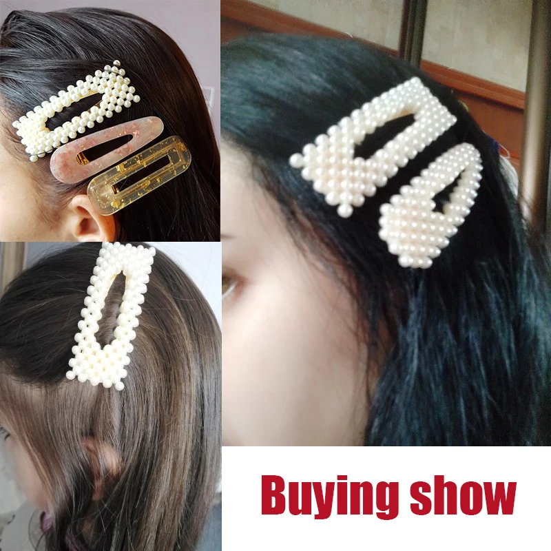 Женская заколка для волос с жемчугом элегантная Заколка пряжка в Корейском стиле