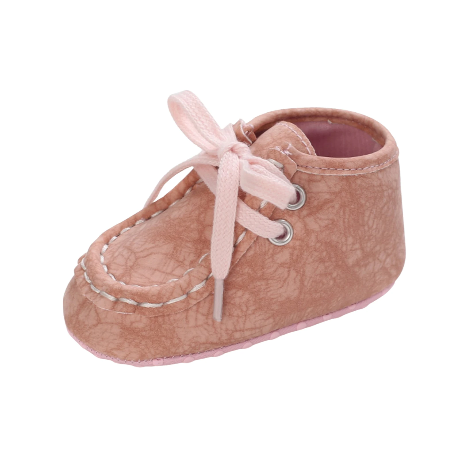 0-18M Baby High Top Ankle Sneakers Anti-Slip Soft Sole Moccasins Tie-up Infant Prewalkers