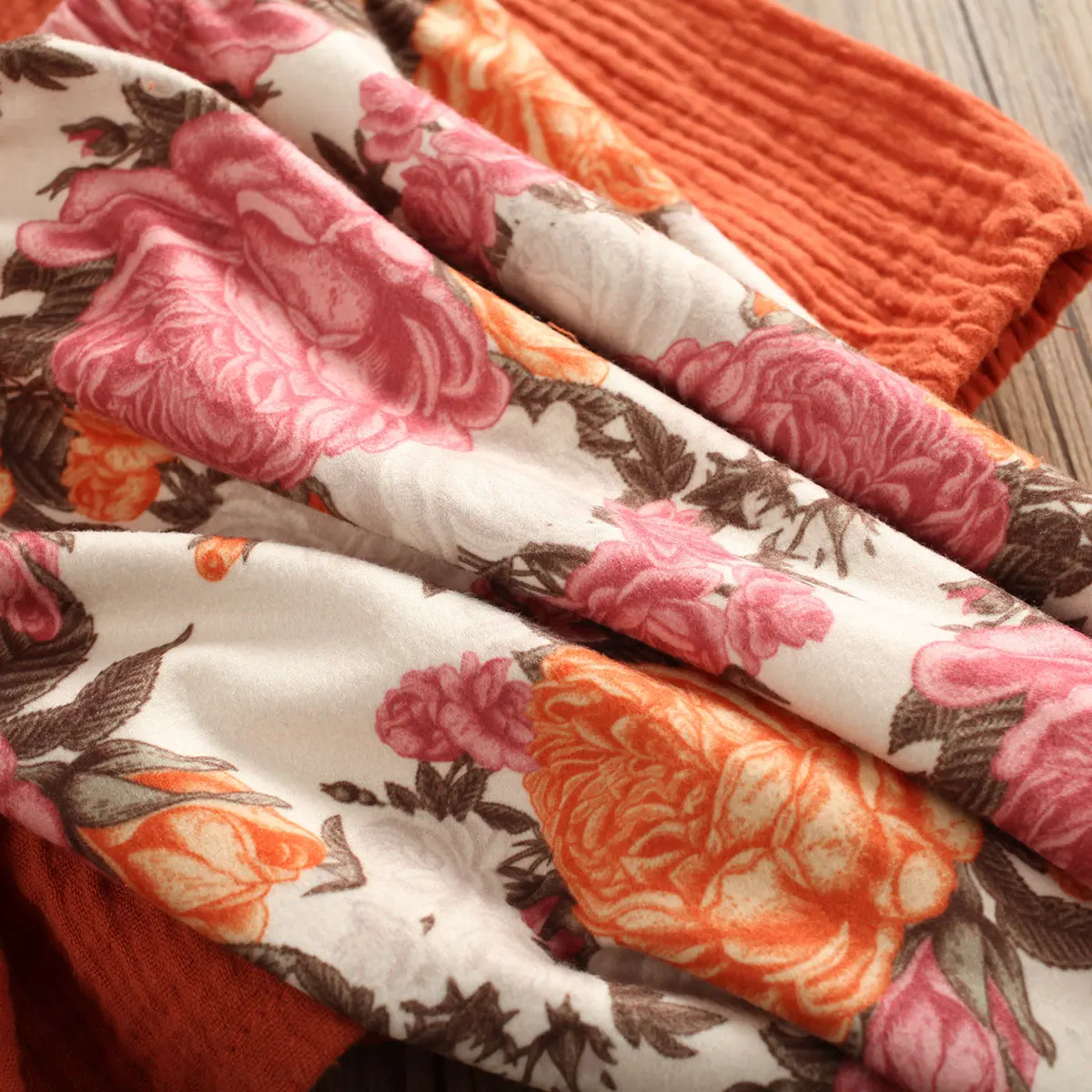 Комплект из 2 предметов, Детская оранжевая футболка с длинными рукавами для маленьких девочек топы, длинные штаны с цветочным рисунком осенняя одежда