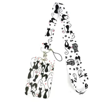 

Black Cat Paws Art Cartoon Anime Fashion Lanyards Bus ID Name Work Card Holder Accessories Decorations Kids Gifts