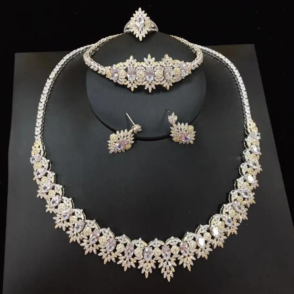 Jankelly 925 sterlingersilver Свадебные циркониевые Ювелирные наборы для женщин вечерние