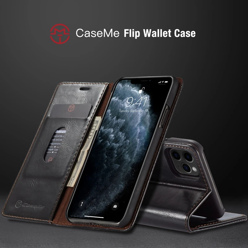 CaseMe, чехол-кошелек для iPhone 11 Pro Max, кожаный чехол с магнитной подставкой для iPhone 11 Pro, чехол s, чехол с отделениями для карт