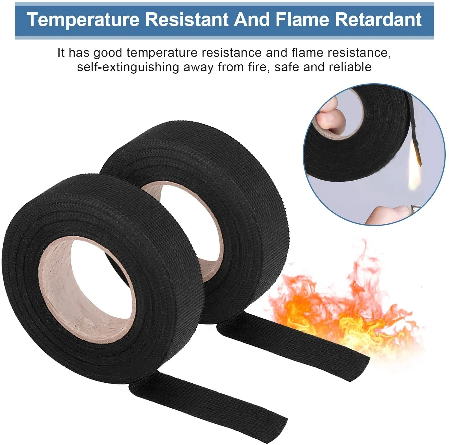 15 Meter Heat-resistant Flame Retardant Tape Coroplast Adhesive Cloth Tape For Car Cable Harness Wiring Loom Protection Tape