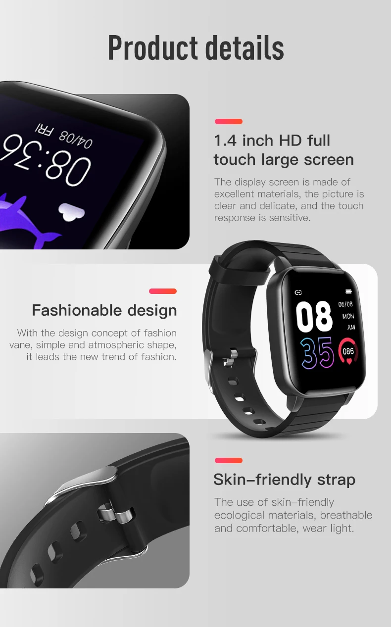 Fitness Tracker Body Temperature Heart Rate Blood Pressure Blood Oxygen Smart Watches with ECG PPG SPO2 for Old Men Women SP1