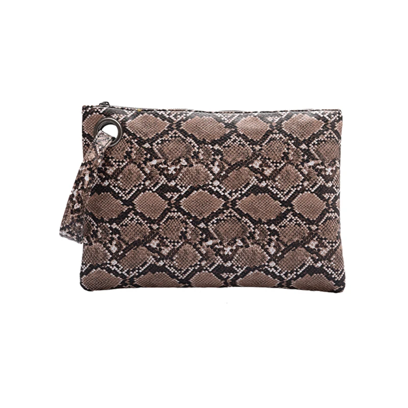 Конверт клатч женская сумка из искусственной кожи Змеиный кошелек Повседневная Дамская сумочка Сумочка для денег вечерние сумки ZD1445 - Цвет: Brown
