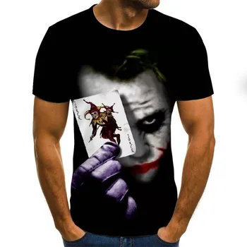

2019 Summer Newest Clown 3D Printed T Shirt Men Joker Face Casual Male tshirt Clown Short Sleeve Funny T Shirts Tops tee