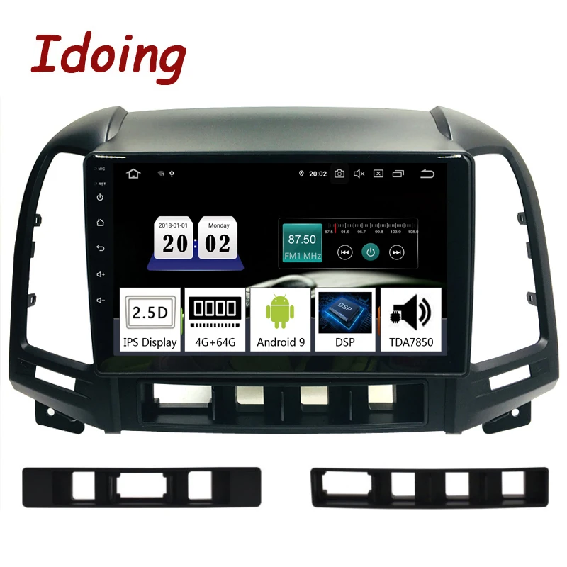 Idoing 9\2.5D IPS Car Android9.0 Radio Multimedia Player For Hyundai Santa Fe 2 2006-2012 GPS Navigation PX5 4G+64G Octa Core