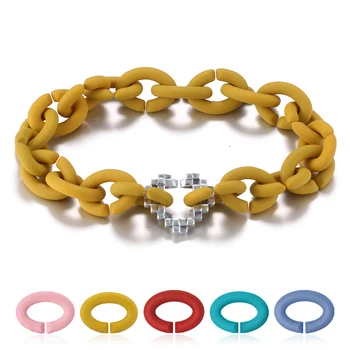 

925 Sterling Silver Braided heart shape beads 10 Color Hard Rubber X Bracelets For Women Jewellery Bracelet Men Jewelry