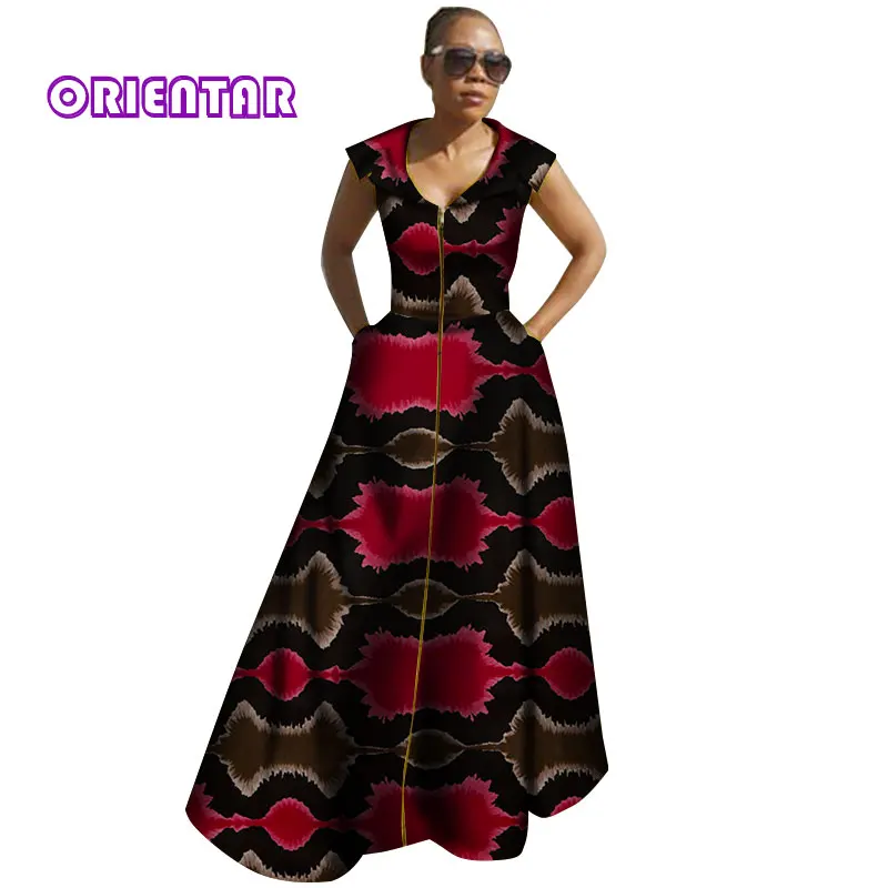 Африканские платья для женщин Bazin Riche без рукавов Vestidos Длинные платья Дашики Канга Анкара африканская женская одежда WY2842 - Цвет: 6