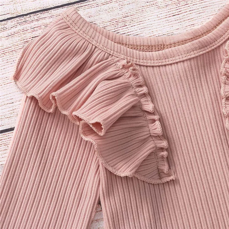 Toddler Baby Girls Long Sleeve Solid Tops+Floral Print Suspender Skirts Outfits vetement enfant fille #4J26 (1)