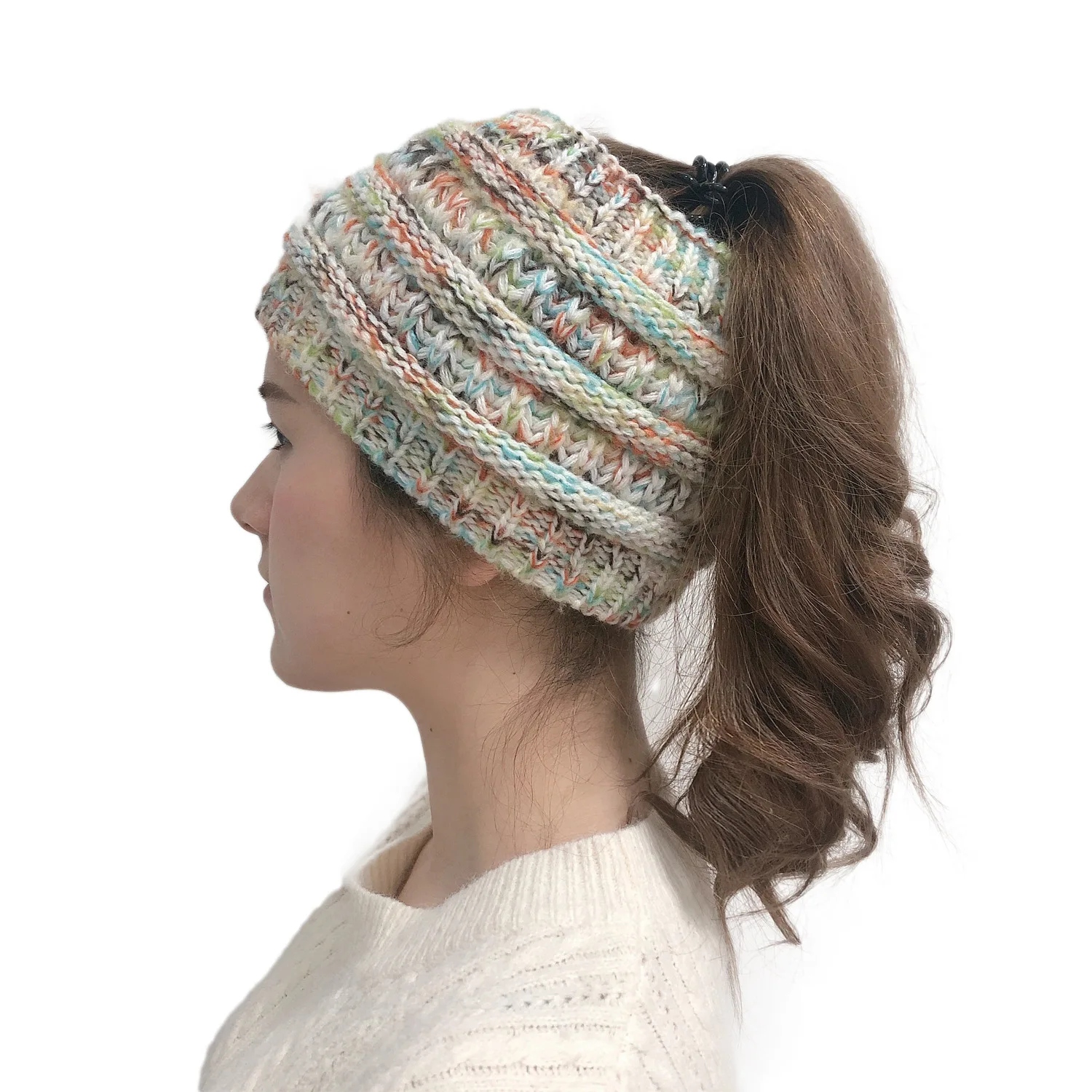 New Knitted Horsetail Cap in Autumn and Winter of Europe and America in