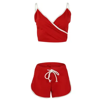 

Women Casual Pants Outfits Set 2 Piece Tracksuit Red Stretchy Women Sets