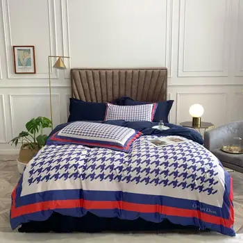 

Pattern blue plaid Bedding Set Bed Bedding Color edge Bed Set Bed Sheet Queen King size bed linen Duvet Cover Set Pillowcases