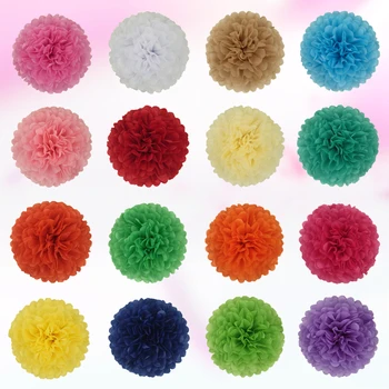 

AJP 10pcs /lot pompon Tissue Paper Pom Poms Flower Balls for wedding room Decoration Party Supplies diy craft paper flower