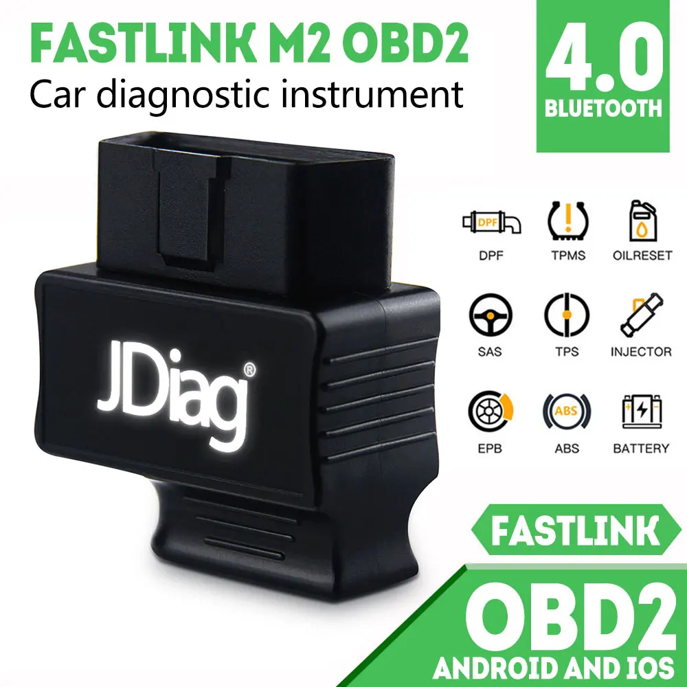 JDiag OBD2 сканер Диагностический Код считыватель детектор для IOS Bluetooth автомобильный адаптер автомобильные аксессуары Faslink M2