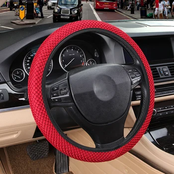 

4 Clolors Skidproof Durable Car Steering Wheel Cover Sandwich Fabric Handmade Auto Covers Fit For Most Cars Breathability