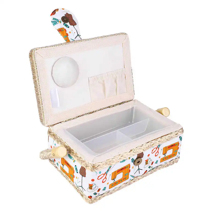 Description Picture 5 of itemHousehold Fabric Craft Handmade Sewing Basket Thread Needle Storage Box Organizer Sewing Storage Box