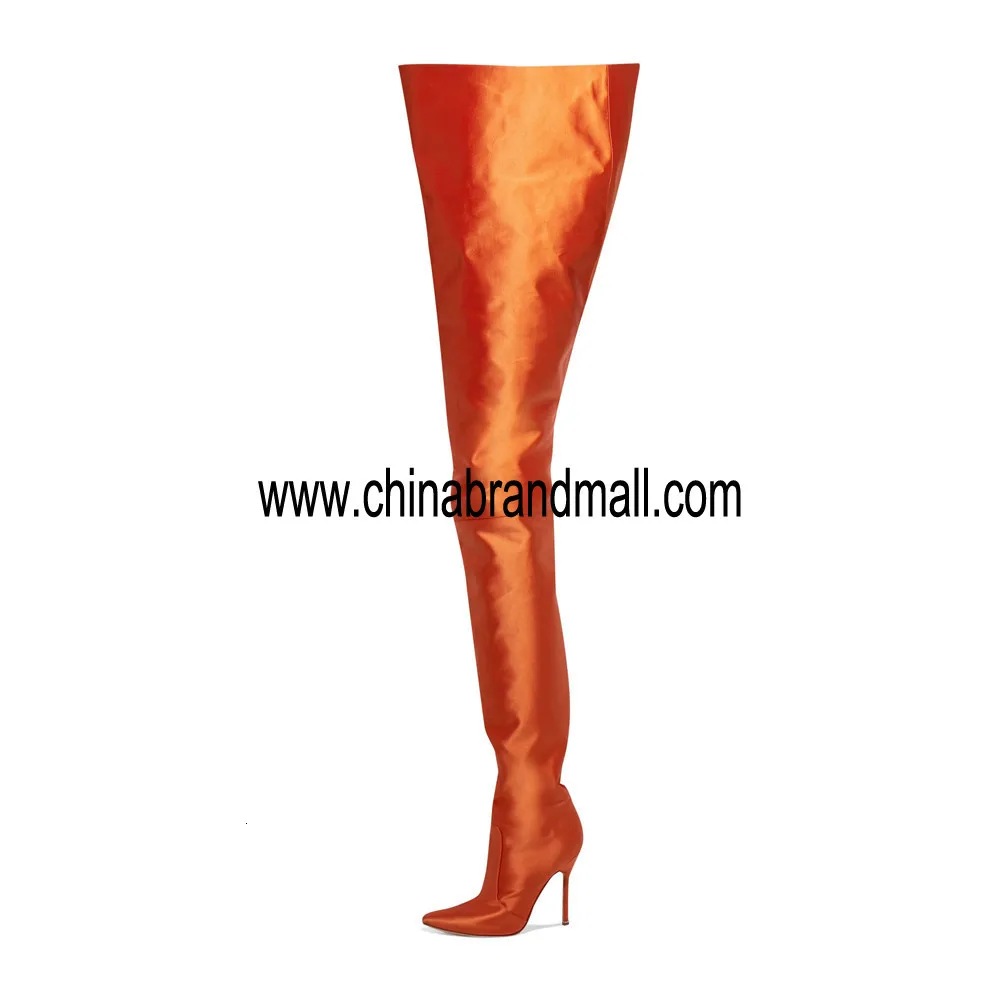 

Women Stretch Fabric Thigh High Boots Sexy Fashion Over the Knee Boots High Heels Woman Shoes Satin Leather Slim Boots Womens