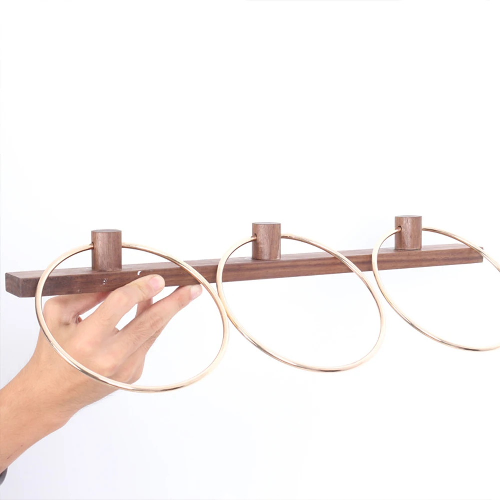 

Organizer Home Bathroom Easy Install Holder Practical Wall Mounted Toilet Storage Towel Ring Black Walnut Hardware Space Saving