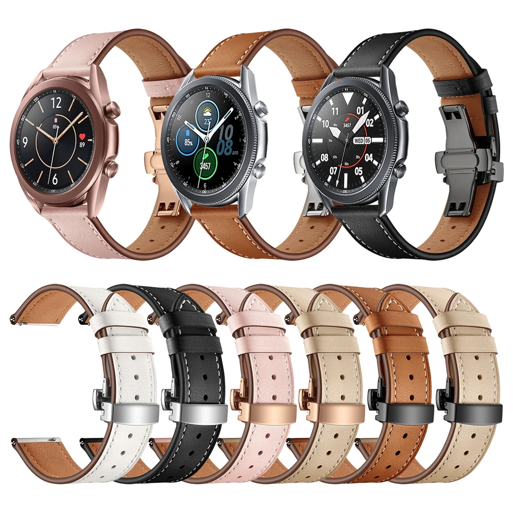 Butterfly Buckle Genuine Leather Strap For Samsung Galaxy Watch3 45mm Band Watchbands For Samsung Galaxy Watch 3 41mm Bracelet Watchbands Aliexpress