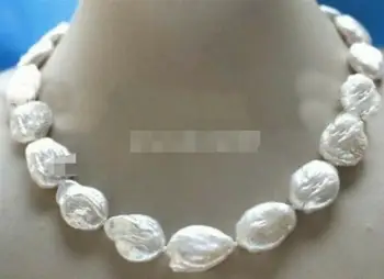 

genuine Natural 17mm White Baroque Reborn Keshi Pearl Necklace