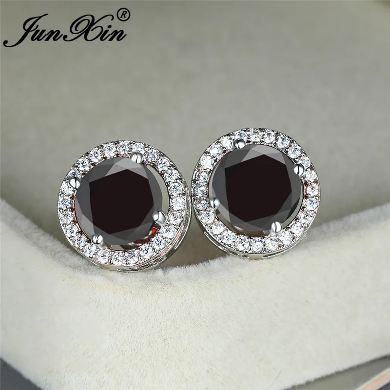 Роскошные круглые серьги гвоздики с разноцветным Цирконом для женщин белые