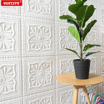 

European white pattern 3d wall stickers foam wallpaper waterproof living room TV background wall decoration soft wall stickers