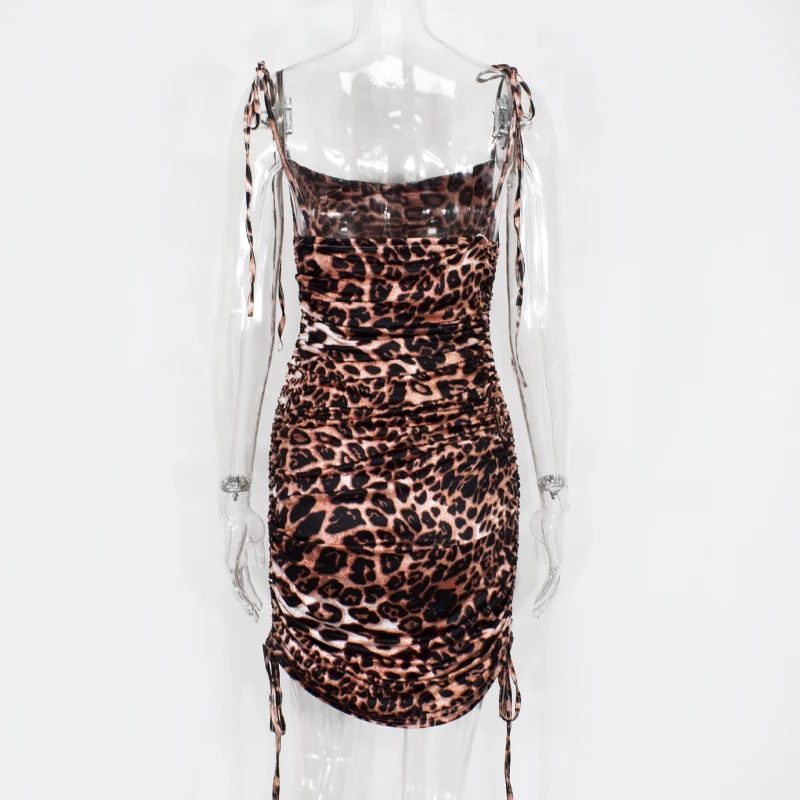 Colysmo леопардовое эластичное сексуальное платье для женщин на бретельках без рукавов с открытой спиной Вечерние платья с регулируемой длиной тонкие платья Vestido