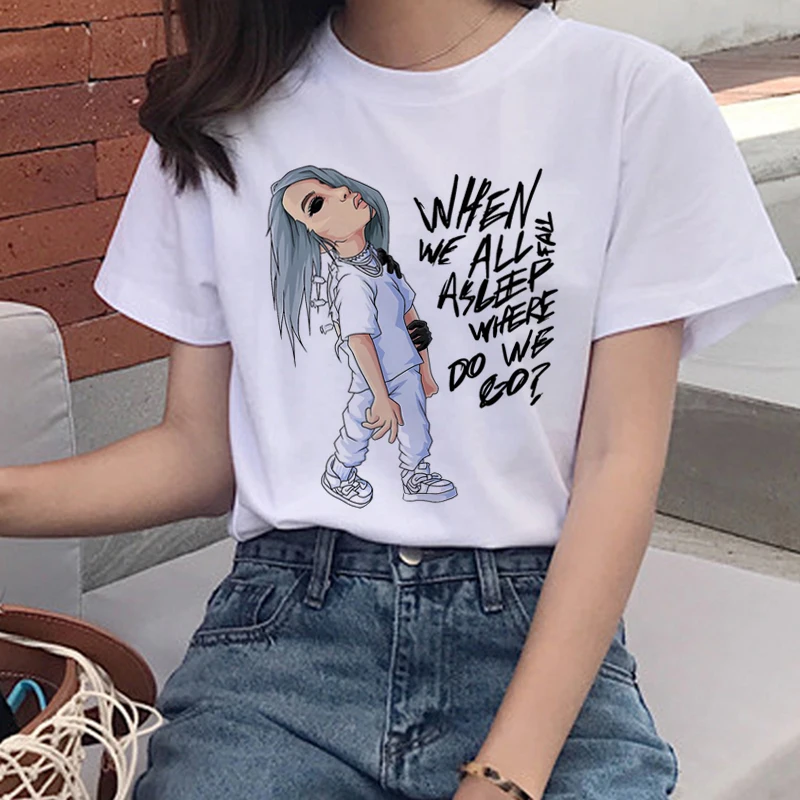 Женская графическая футболка с надписью «I Am A Bad Guy», эстетическая забавная мультяшная футболка, футболки 90 s, женские футболки Billie Eilish Harajuku, футболка