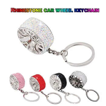 

First-Class,Durable,Rhinestone keychain New Creative Wheel Hub Rim Mode Car Keyring Keychain Key Chain Ring Keyfob Gift #PY10