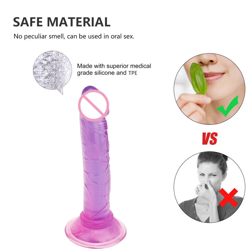 Translucent Soft Jelly Big Dildo Realistic Fake Dick Penis Butt Plug Sex Toys for Woman Men