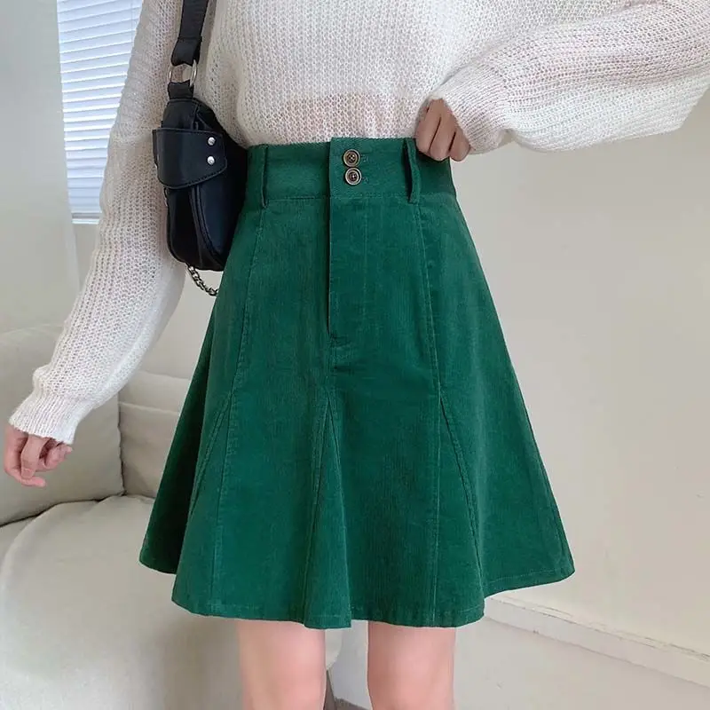 jupe velours cotelé vert