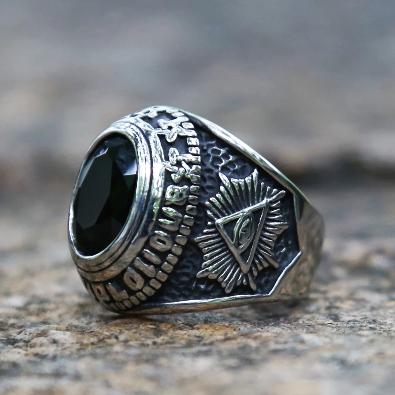 Vnox Gothic Signet Rings For Men, Punk Black Stone Pinky Ring,Gold Color Stainless Steel Chunky Boys Teens Fraternal Jewelry Size 7 17271020