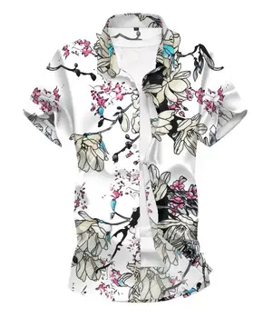

Casual Floral Party Men's Shirt Short sleeve White Blue Social Casual Summer Hawaiian Shirt for Men Blouse New