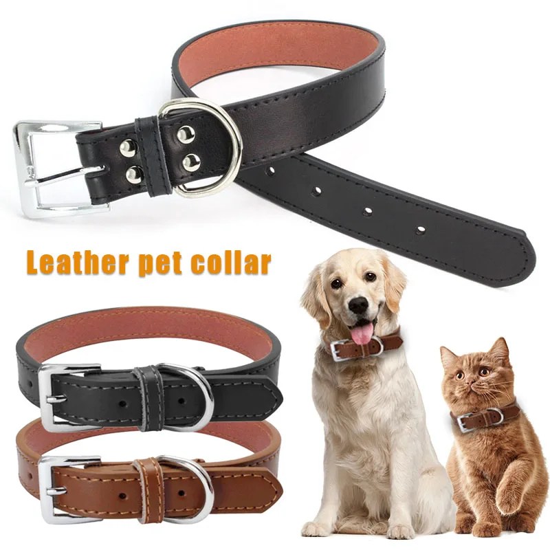 New Padded Synthetic Leather Dog Collar Heavy Duty Pet Collars for Large Medium Dogs NE