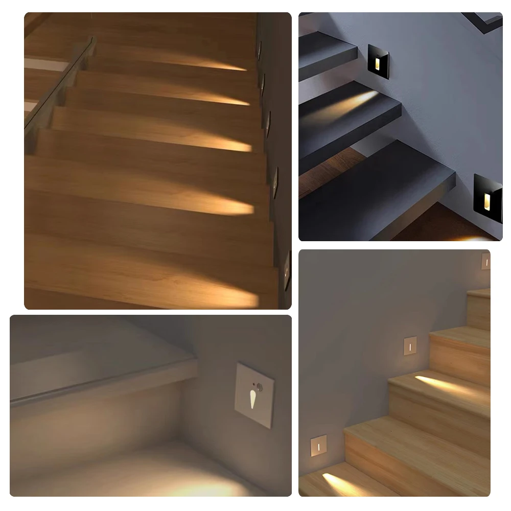 Recessed led 단계 빛 자기 벽 램프 복도 베란다 통로 벽 코너 램프 교체 패널에 대 한 3 w 센서 계단 램프