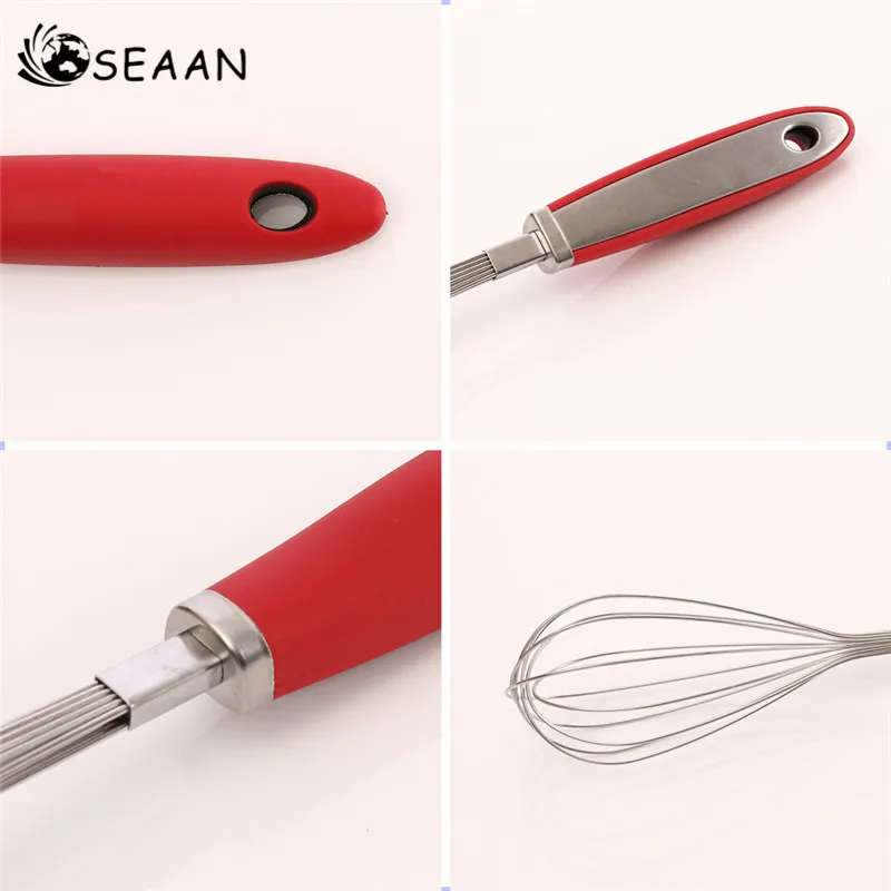 SEAAN Home Use Mesh Kitchen Tools Baking Tools Stainless Steel Manual Egg Beater Creamy Egg Liquid Silicone Handle Stirrer Mixer SEAAN Home Use Mesh Kitchen Tools Baking Tools Stainless Steel Manual Egg Beater Creamy Egg Liquid Silicone Handle Stirrer Mixer