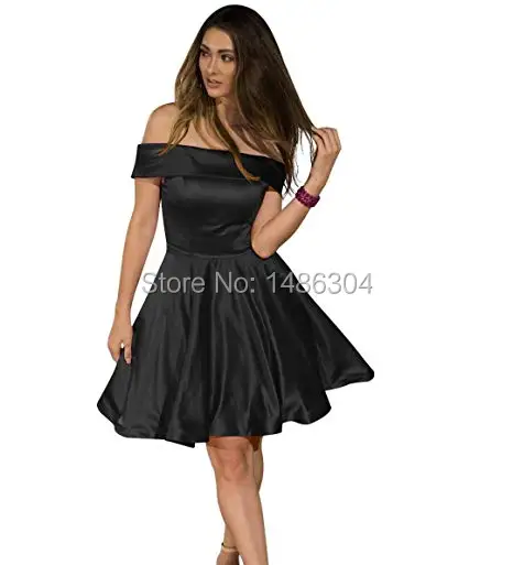 Black Short Menoqo длинное вечернее платье с карманами, винтажное атласное платье для выпускного вечера, недорогое вечернее платье с открытыми плечами - Цвет: Black Short
