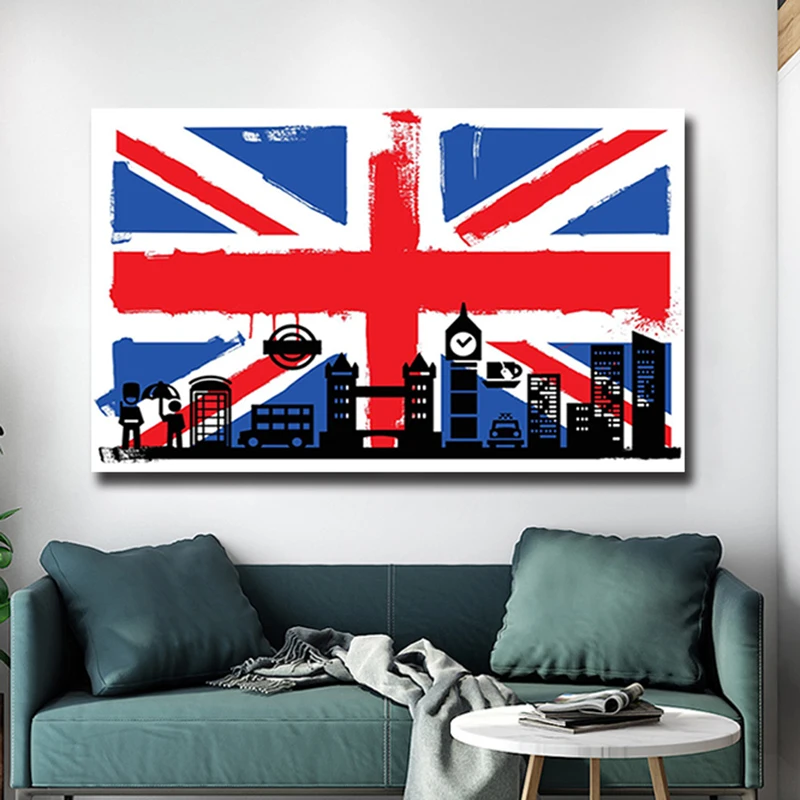 Oucag Bandera Del Reino Unido Inglaterra Pared Arte Pintura