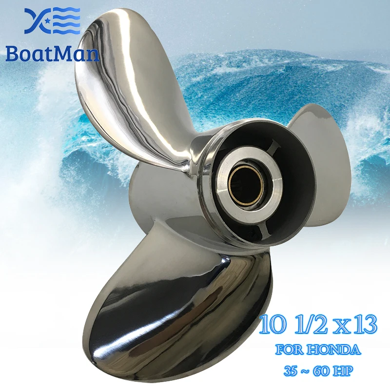 BoatMan® 10 1/2X13 Stainless Steel Propeller For Honda 35HP 40HP 45HP 50HP 60HP Outboard Motor Boat Accessories Marine Parts RH