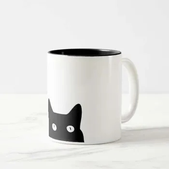 

Funny Black Cat Two-Tone Coffee Mug Birthday, Christmas, Mother's Day Present from Niece, Nephew, Family 11 Oz
