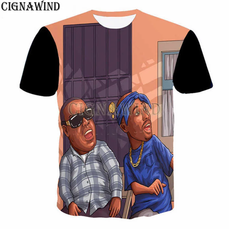 Новые футболки для мужчин и женщин в стиле хип-хоп с принтом 2pac Tupac /Biggie 3D