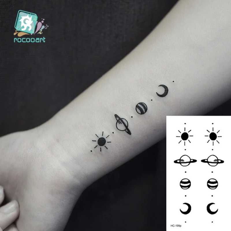 For Sale Tattoo Minimalist Temporary-Tattoo-Sticker Planet Geometric Water-Transfer Small Sun-Moon-Design KyqQjan6