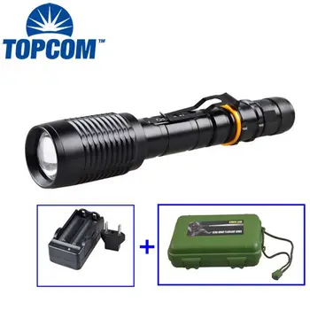 

TopCom LED Flashlight 5000 Lumen Waterproof Zoomable Powerful XML T6 Lamp Camping Torch By 18650 Rechargeable Battery